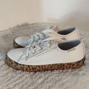 Keds Kickstart White Leather Girls Slipon Sneakers